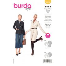 Patron Burda 6078 - robe blazer et veste, croisée avec revers - Burda - Mondial Tissus