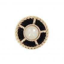 Bouton fantaisie perle noir or 20mm a queue (2 pièces) - MT - Mondial Tissus