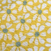 Tissu Seersucker fleur moyenne écru safran - MT - Mondial Tissus