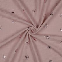 Tissu double gaze soleil foil rose - Mondial Tissus