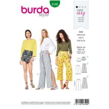 Patron Burda 6199 Pantalon léger femme, short ou pantacourt à volants & taille élastiquée - du 36 au 46 - Burda - Mondial Tissus