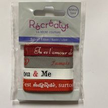 Lot de 4 rubans message romantique 10mmx0,9m - Mondial Tissus