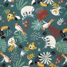 Tissu coton vert singe Papaya - DOMOTEX - Mondial Tissus