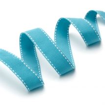 Ruban surpiqué bleu turquoise 20 mm - Frou Frou - Mondial Tissus