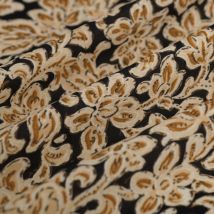 Tissu crêpe polyester recyclé floral Perse ocre noir - MT - Mondial Tissus