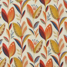 Tissu coton épais fleuris orange - Fryett's - Mondial Tissus