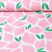 Tissu double gaze imprimé citron rose - Albstoffe - Albstoffe - Mondial Tissus