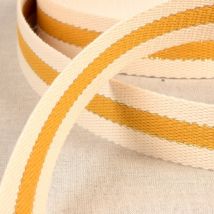 Sangle 3 bandes 30mm beige ocre - Mondial Tissus