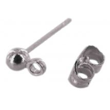 Boucles d'oreilles clou à boule 13mm argenté 10 pièces - Mondial Tissus