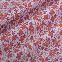 Tissu popeline premium floral orange mauve - Mondial Tissus