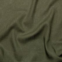 Toile légère viscose lin vert kaki - Mondial Tissus