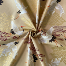 Tissu japonais vol d'oiseaux doré et beige - NAKA - Naka - Mondial Tissus