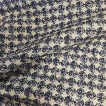 Percale coton chemise blanche impression digitale rond graphique japonisant marine