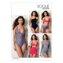 Patron Vogue 9192E5 maillots de bain femme et robe de plage - bikini, monokini, une pièce, tankini et robe plage - du 42 au 50 - Vogue - Mondial Tissus