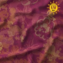 Maillot jersey maillot bain anti-UV imprimée fleuri violet et orange - DOMOTEX - Mondial Tissus
