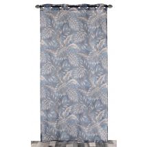 Voilage Pau feuilles bleu - MT - Mondial Tissus