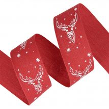 Ruban noel cerf rouge - Mondial Tissus