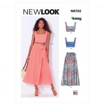 Patron New Look 6722 jupe portefeuille avec haut court 34-46 - Newlook - Mondial Tissus