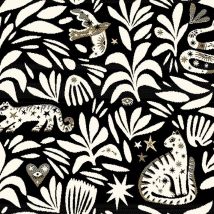 Tissu jacquard jungle mystic noir - Mondial Tissus