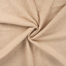Tissu double gaze coton lin rayure foil or beige - Mondial Tissus