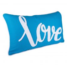 Housse de coussin bleu Love - MT - Mondial Tissus
