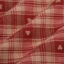 Tissu tissé teint carreaux coeur écrins rouge - Mondial Tissus