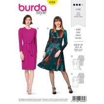 Patron burda 6164 Robe chic à jupe étroite avec fente d'aisance ou jupe évasée du 34 au 44 - Burda - Mondial Tissus