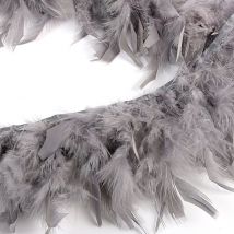 Ruban plumes au mètre gris - Mondial Tissus