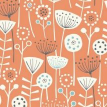 Bachette pissenlits graphiques Orange - Fryett's - Mondial Tissus