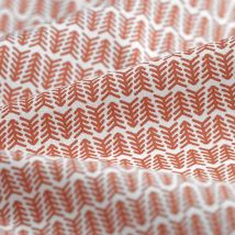 Tissu cretonne flèche terracotta blanc