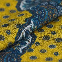 Tissu toile provençale Saou bleu jaune