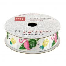 Bobine ruban gros grain flamands roses 16 mm x 4 m MT - MT - Mondial Tissus