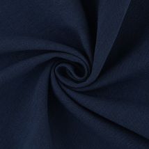 Tissu toile polyester lin bleu - Mondial Tissus