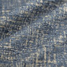 Tissu jacquard chenille faux uni bleu - MT - Mondial Tissus