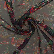 Tissu Liberty soie crêpe noir motif japonais - Liberty - Mondial Tissus