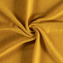 Tissu éponge coton extensible uni jaune moutarde