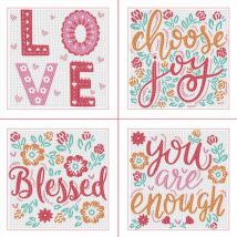 Kit Diamond Painting Positive attitude x4 dessins 15,2x15,2cm - Dotz - Mondial Tissus