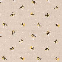 Cretonne coton bourdons pois fond naturel - Fryett's - Mondial Tissus