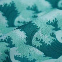Tissu toile transat Vague bleu - Mondial Tissus