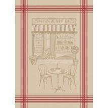 Torchon jacquard boutique 50 x 70 cm lin rouge - Mondial Tissus