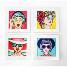 Kit Diamond Painting Pop Art x4 dessins 15,2x15,2cm - Dotz - Mondial Tissus