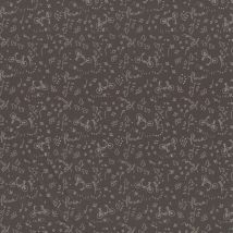 Tissu voile coton taupe motifs vélos flower papillons - Mondial Tissus