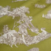 Tissu toile de Jouy sheperd vert - MT - Mondial Tissus