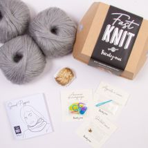 Kit DIY tricot - Fast Knit snood Pipper gris perle or sans aiguilles - Tricotez-moi - Mondial Tissus