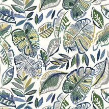 Tissu jacquard Grenadine feuilles tropicales kaki - Mondial Tissus