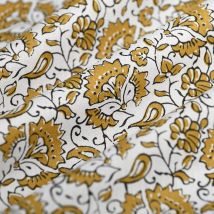 Tissu cretonne indienne Arya moutarde - Mondial Tissus