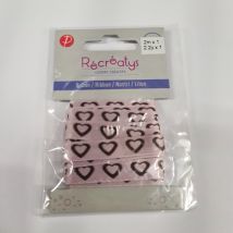 Ruban rose motif coeurs - Récréatys - Mondial Tissus