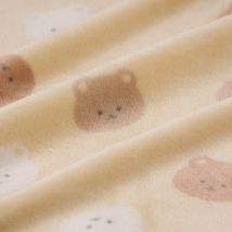 Tissu douillette tête ourson beige - Mondial Tissus