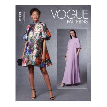 Patron Vogue 1723B5 robe ample, col droit , manches bouffantes du 36 au 44 - Vogue - Mondial Tissus