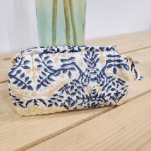 Trousse 20x7x7cm blockprint floral jaune et noir artisanat indien - AU Maison - A.U Maison - Mondial Tissus